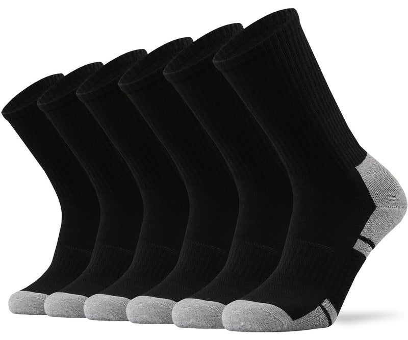 Ortis Men's Cotton Cushion Crew Socks Moisture Wicking Breathable Thick Warm Thermal for Athletic Heavy Duty Work Boot(BlackGrey XL) - Image 1